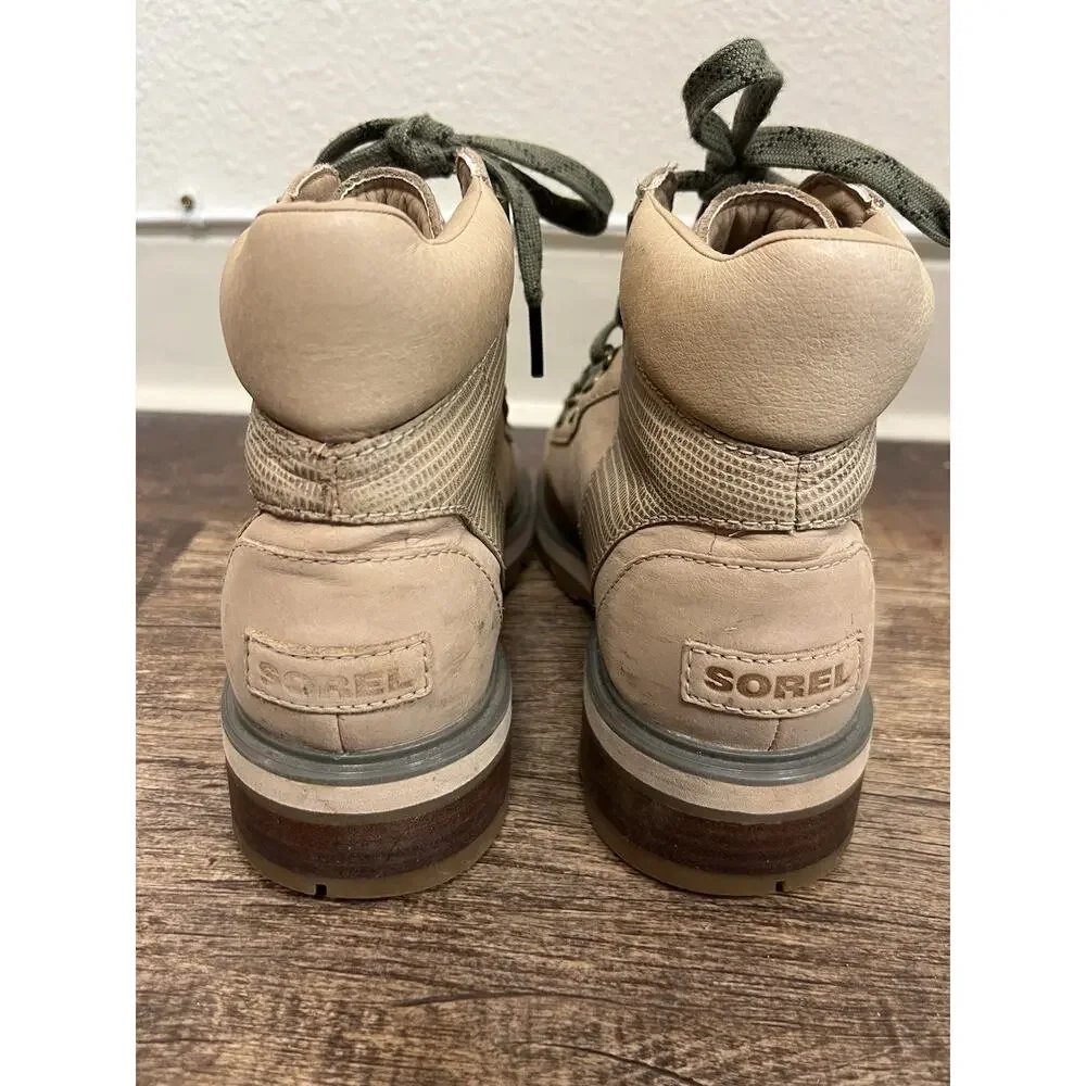 New Sorel Lennox Tan Suede Waterproof Hiker Boots Size 8.5 Woman’s - Picture 4 of 8